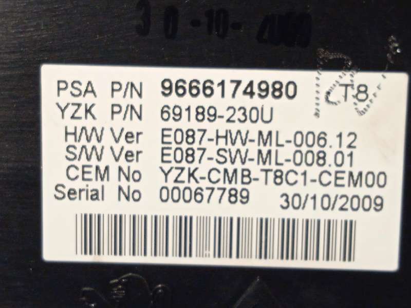 Recambio de cuadro instrumentos para peugeot 5008 (0u_, 0e_) 1.6 hdi referencia OEM IAM 9666174980 9810462780 6103Y0 - Antracita 6