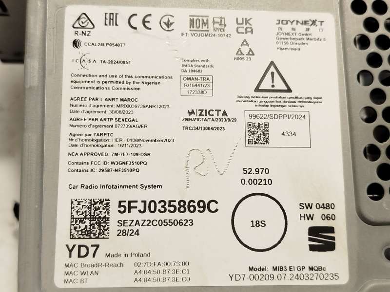 Recambio de pantalla multifuncion para seat arona (kj7, kjp) 1.0 tsi referencia OEM IAM 5FJ035869C - Blanco 6