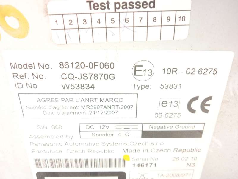 Recambio de sistema audio / radio cd para toyota verso active referencia OEM IAM 861200F060 - Azul 6