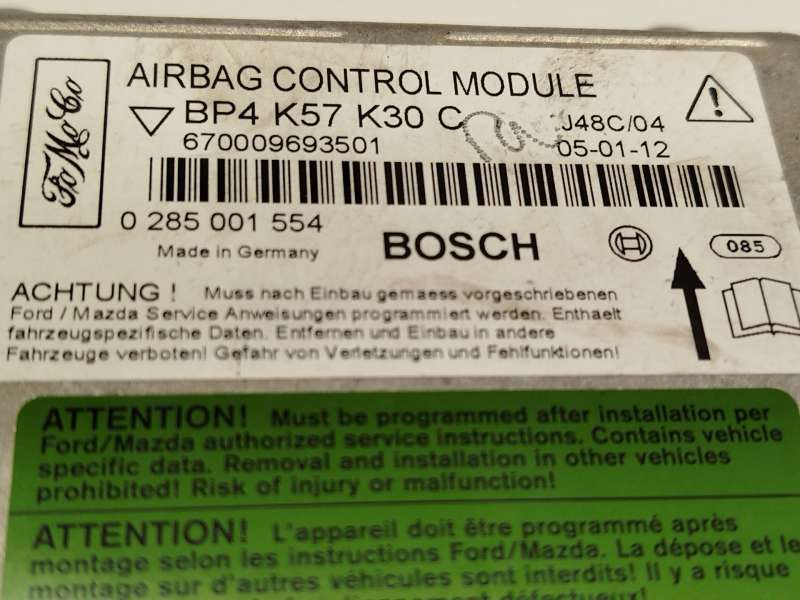 Recambio de centralita airbag para mazda 3 (bk) 2.0 (bkep) referencia OEM IAM BP4K57K30C  0285001554 - Rojo 4