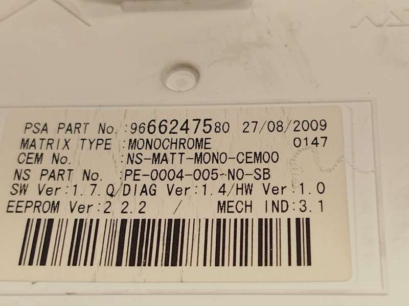 Recambio de cuadro instrumentos para peugeot 5008 (0u_, 0e_) 1.6 16v referencia OEM IAM 9666276280 9666247580 - Negro 9
