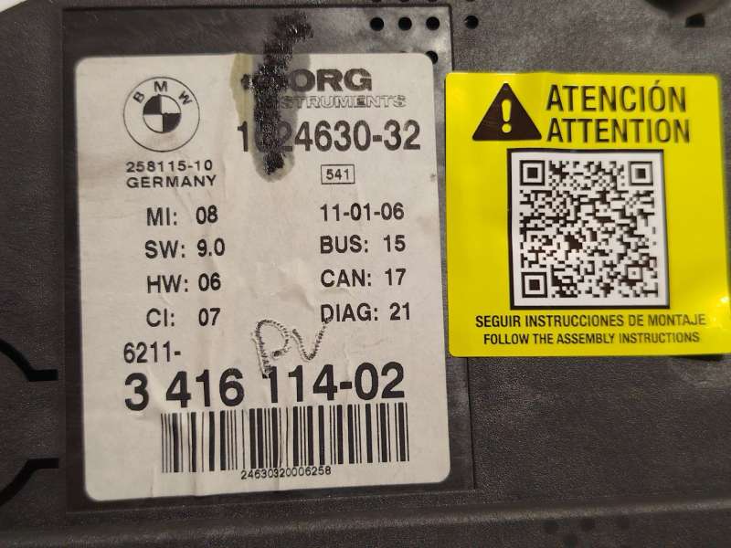Recambio de cuadro instrumentos para bmw x3 (e83) 3.0 d referencia OEM IAM 62113416114 3416114 1024630 - Negro 5