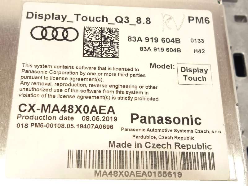 Recambio de pantalla multifuncion para audi q3 (f3b) 35 tfsi referencia OEM IAM 83A919604B CXMA48X0AEA 8