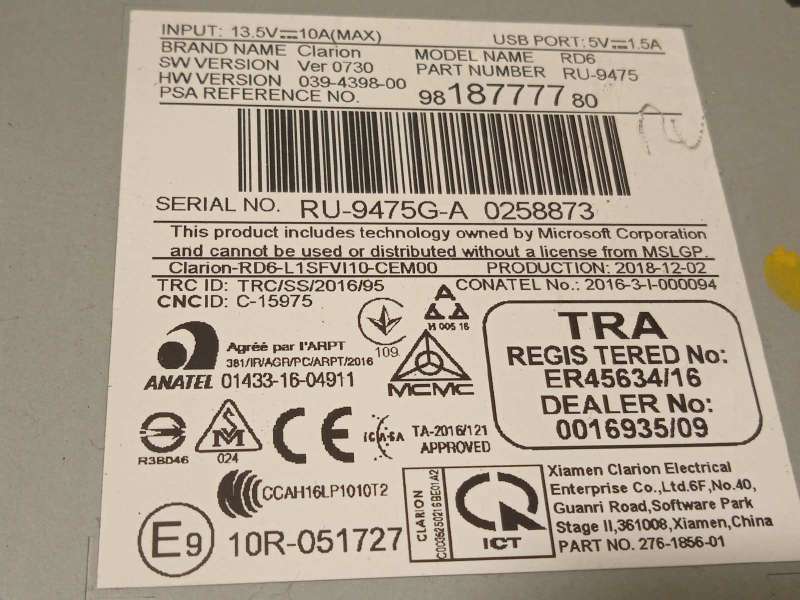 Recambio de sistema audio / radio cd para citroën jumpy fugón confort xl referencia OEM IAM 9818777780 - Blanco 6