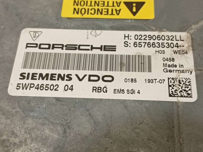 Recambio de centralita motor uce para porsche cayenne (9pa) s 4.8 referencia OEM IAM 022906032LL 6576635304 5WP4650204 - Negro 5