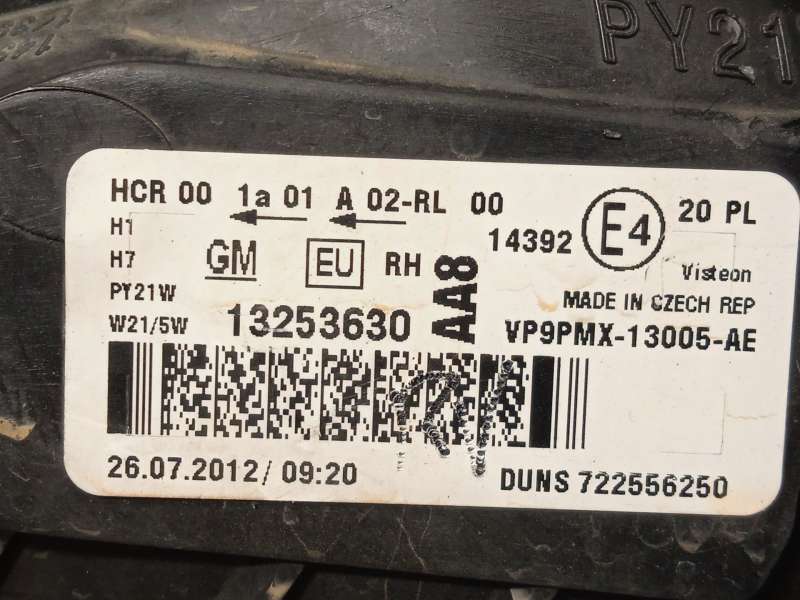 Recambio de faro derecho para opel meriva b monospace (s10) 1.4 (75) referencia OEM IAM 13253630  VP9PMX13005AE - Gris 6