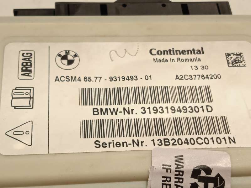 Recambio de centralita airbag para bmw 5 touring (f11) 520 d referencia OEM IAM 65779319493 31931949301D A2C37764200 - Blanco 4