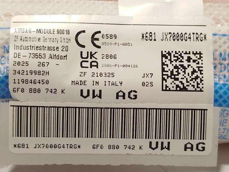 Recambio de airbag cortina delantero derecho para seat ibiza v (kj1, kjg) 1.0 tsi referencia OEM IAM 6F0880742K - Gris 4