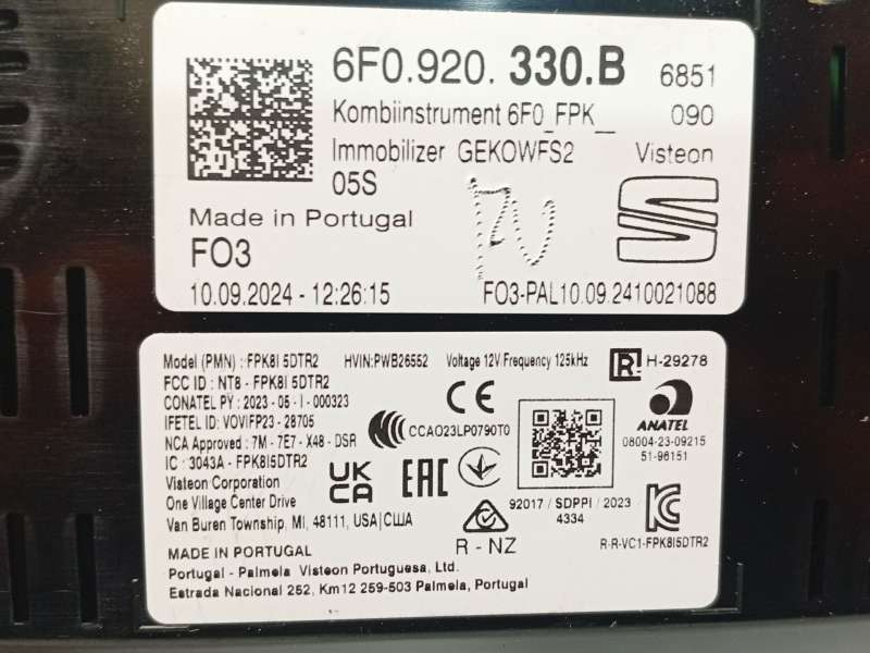 Recambio de cuadro instrumentos para seat ibiza v (kj1, kjg) 1.0 tsi referencia OEM IAM 6F0920330B 6