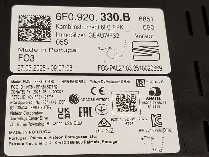 Recambio de cuadro instrumentos para seat ibiza v (kj1, kjg) 1.0 tsi referencia OEM IAM 6F0920330B - Gris 6