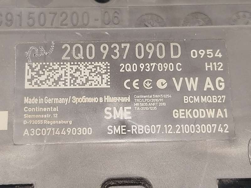 Recambio de centralita confort para volkswagen transporter t6 furgoneta (sga, sgh, sha, shh) 2.0 tdi referencia OEM IAM 2Q093709 4