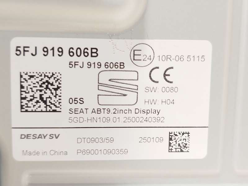 Recambio de pantalla multifuncion para seat ibiza v (kj1, kjg) 1.0 tsi referencia OEM IAM 5FJ919606B - Gris 6