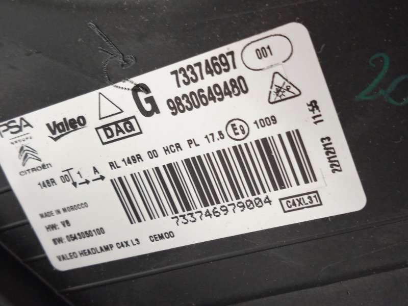 Recambio de faro izquierdo para citroën c4 iii (ba_, bb_, bc_) e-c4 (bczkxc) referencia OEM IAM 9830649480  73374697 6