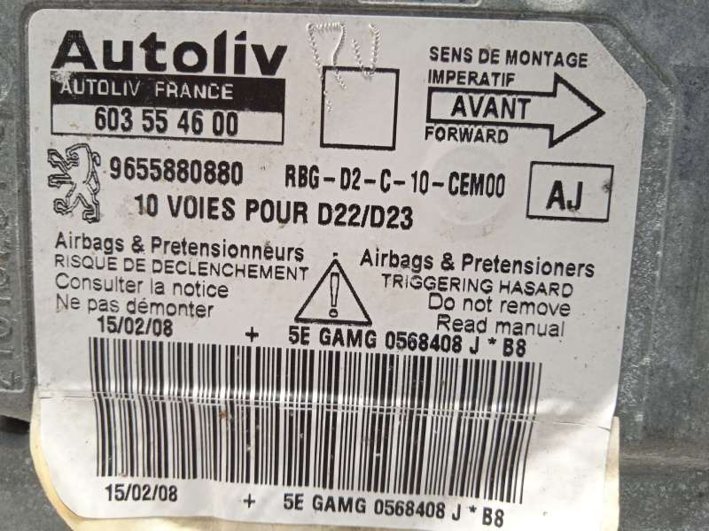 Recambio de centralita airbag para peugeot 407 (6d_) 2.0 hdi 135 (6drhrh, 6drhre, 6drhrg, 6drhrj) referencia OEM IAM 9655880880 4