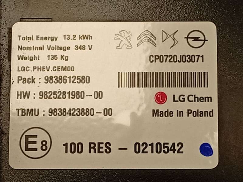 Recambio de bateria electrica entre 5 kwh y 20 kwh (phev) para peugeot 3008 ii suv (mc_, mr_, mj_, m4_) hybrid referencia OEM IA 8