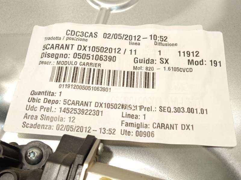 Recambio de elevalunas delantero derecho para alfa romeo giulietta (191) progression referencia OEM IAM 505106390 - Blanco 5