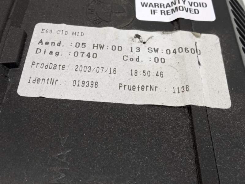Recambio de pantalla multifuncion para bmw 5 (e60) 530 d referencia OEM IAM 6938109 65826938109 A2C53058873 - Negro 4