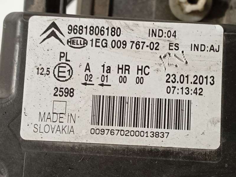 Recambio de faro derecho para citroën c3 picasso (sh_) 1.6 hdi 90 referencia OEM IAM 9681806180  1EG00976702 - Gris 6