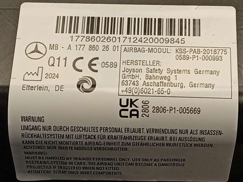 Recambio de kit airbag para mercedes-benz clase a (w177) a 180 mild-hybrid (177.084) referencia OEM IAM A1776806102 A1778602601 - Gris 6