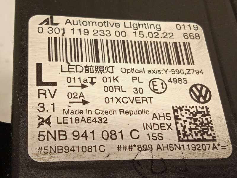 Recambio de faro izquierdo para volkswagen tiguan (ad1, ax1) 2.0 tdi referencia OEM IAM 5NB941081C 5NB941113C 030111923300 - Gris 7