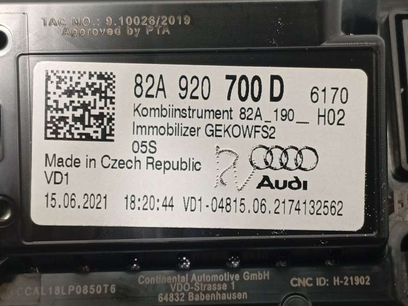 Recambio de cuadro instrumentos para audi a1 sportback (gba) 30 tfsi referencia OEM IAM 82A920700D 6