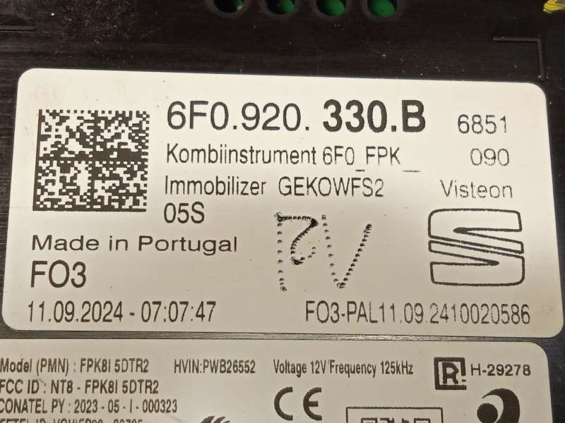 Recambio de cuadro instrumentos para seat ibiza v (kj1, kjg) 1.0 tsi referencia OEM IAM 6F0920330B - Blanco 6