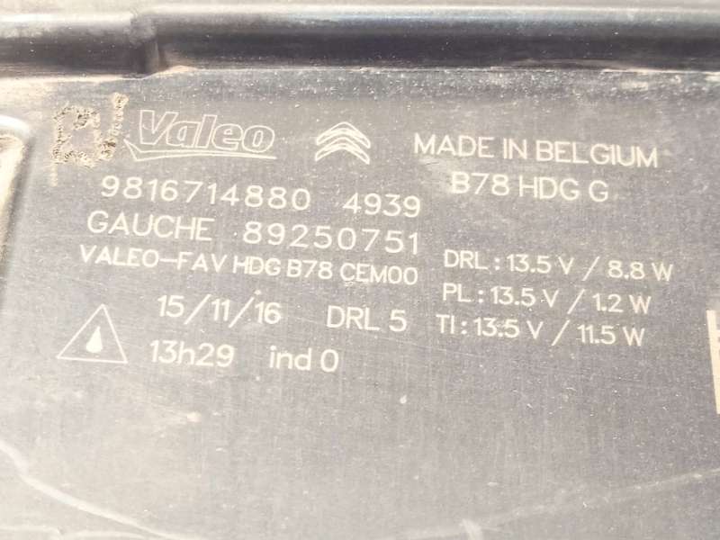 Recambio de piloto delantero izquierdo para citroën c4 grand picasso ii (da_, de_) 1.6 bluehdi 120 referencia OEM IAM 9816714880 - Azul 6
