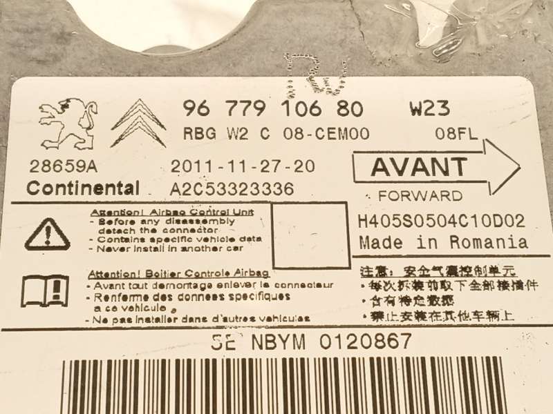 Recambio de centralita airbag para peugeot 508 sw i (8e_) 1.6 hdi referencia OEM IAM 9677910680 9678656380 A2C53323336 4