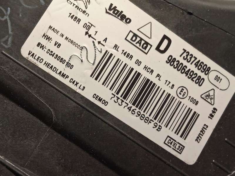 Recambio de faro derecho para citroën c4 iii 1.2 referencia OEM IAM 9830649280  73374698 7
