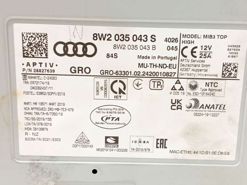 Recambio de sistema navegacion gps para audi a5 sportback (f5a, f5f) 35 tdi referencia OEM IAM 8W2035043S - Blanco 5