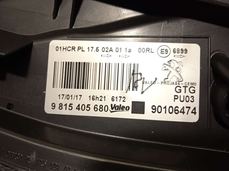 Recambio de faro izquierdo para peugeot 2008 i (cu_) 1.2 thp 110 / puretech 110 referencia OEM IAM 9815405680  90106474 6