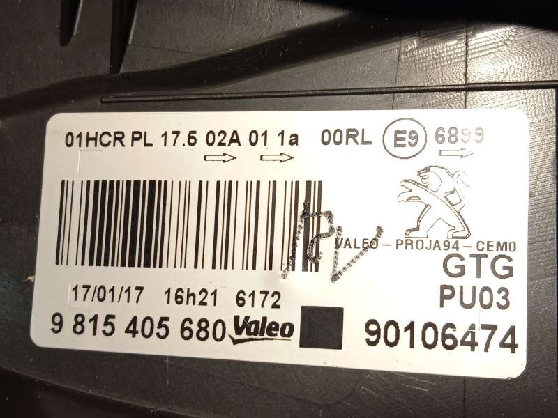 Recambio de faro izquierdo para peugeot 2008 i (cu_) 1.2 thp 110 / puretech 110 referencia OEM IAM 9815405680  90106474 7