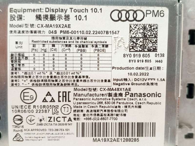 Recambio de pantalla multifuncion para audi a3 sportback (8ya, 8yf) 35 tdi referencia OEM IAM 8Y0919605 - Blanco 6
