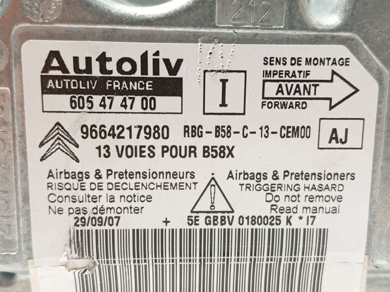 Recambio de centralita airbag para citroën c4 grand picasso i (ua_) 2.0 hdi 138 referencia OEM IAM 9664217980  605474700 4