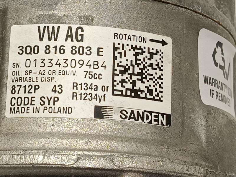 Recambio de compresor aire acondicionado para volkswagen taigo (cs1) 1.0 tsi referencia OEM IAM 3Q0816803E  8712P 6