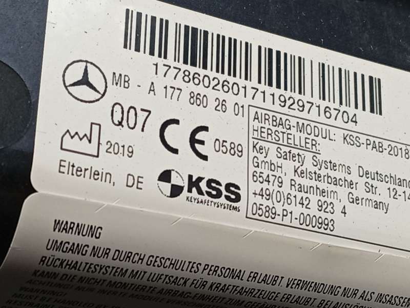 Recambio de kit airbag para mercedes-benz clase a (w177) a 180 d (177.003) referencia OEM IAM A1776803400 1778602601 A1779000304 - Gris 7