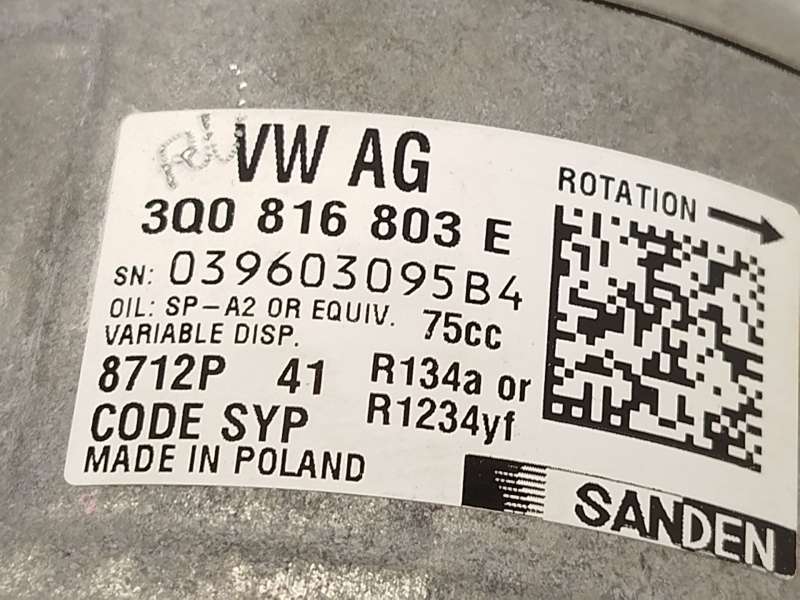 Recambio de compresor aire acondicionado para seat ibiza v (kj1, kjg) 1.5 tsi referencia OEM IAM 3Q0816803E  8712P 5