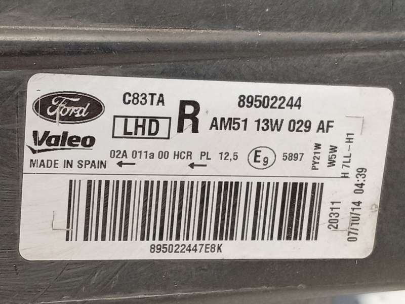 Recambio de faro derecho para ford grand c-max (dxa/cb7, dxa/ceu) 1.6 tdci referencia OEM IAM AM5113W029AF 1787127 89502244 6