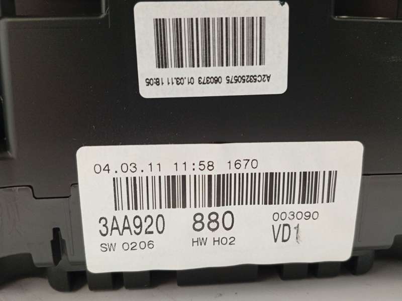 Recambio de cuadro instrumentos para volkswagen passat b7 (362) 1.8 tsi referencia OEM IAM 3AA920880  A2C53250575 6