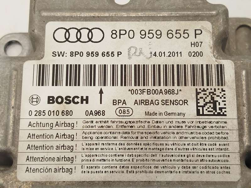 Recambio de centralita airbag para audi a3 (8p1) 1.2 tsi referencia OEM IAM 8P0959655P  0285010680 - Blanco 4