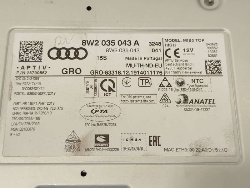 Recambio de sistema navegacion gps para audi a5 sportback (f5a, f5f) 2.0 tdi referencia OEM IAM 8W2035043A - Blanco 6