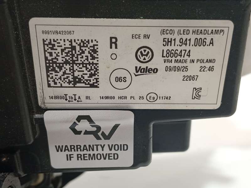 Recambio de faro derecho para volkswagen  golf viii 1.5 referencia OEM IAM 5H1941006A 5H1941030A L866474 - Plata 7