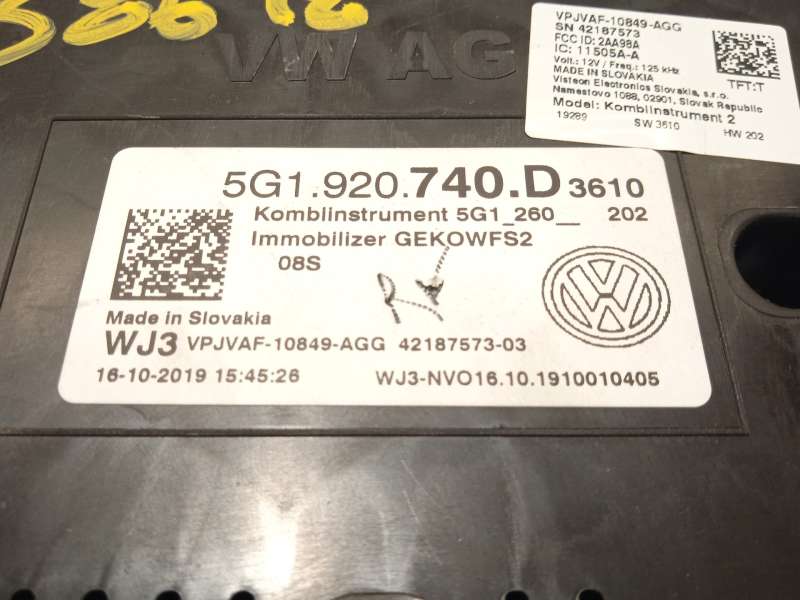 Recambio de cuadro instrumentos para volkswagen golf vii variant (ba5, bv5) 1.0 tsi referencia OEM IAM 5G1920740D - Gris 4