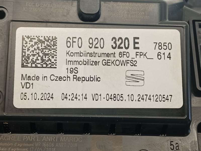 Recambio de cuadro instrumentos para seat ibiza v (kj1, kjg) 1.0 tsi referencia OEM IAM 6F0920320E - Azul 6