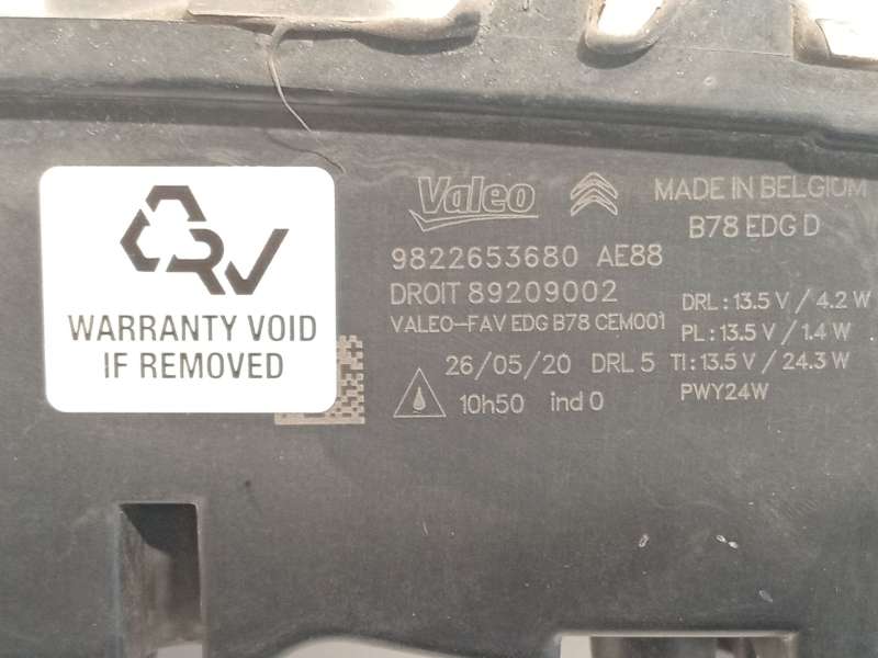 Recambio de piloto delantero derecho para citroën grand c4 spacetourer (3a_, 3e_) 1.5 bluehdi 130 referencia OEM IAM 9822653680 - Gris 5