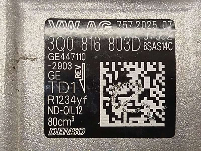 Recambio de compresor aire acondicionado para seat arona (kj7, kjp) 1.0 tsi referencia OEM IAM 3Q0816803D 6SAS14C 4471102903 6
