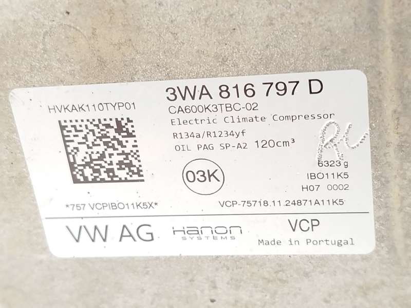 Recambio de compresor aire acondicionado para cupra formentor (km7, kmp) 1.5 tsi referencia OEM IAM 3WA816797D 5