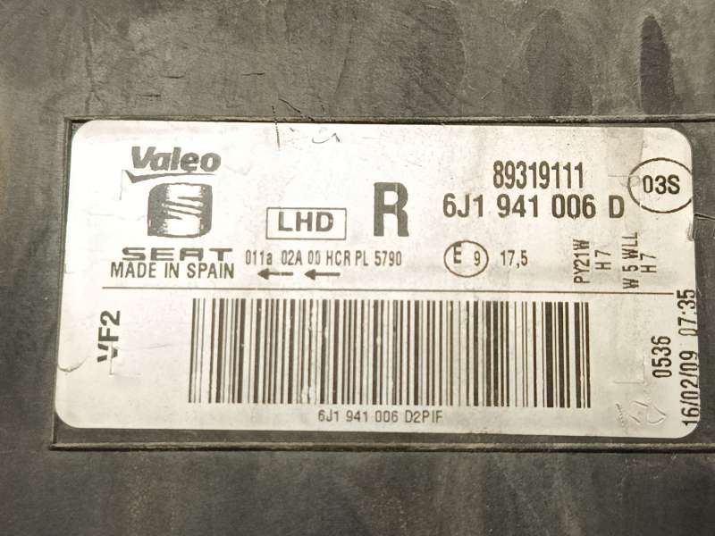 Recambio de faro derecho para seat ibiza iv (6j5, 6p1) 1.9 tdi referencia OEM IAM 6J1941006D  89319111 6
