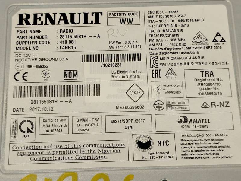 Recambio de sistema navegacion gps para renault megane iv hatchback (b9a/m/n_) 1.5 dci 110 (b9a3) referencia OEM IAM 281155981R - Rojo 5