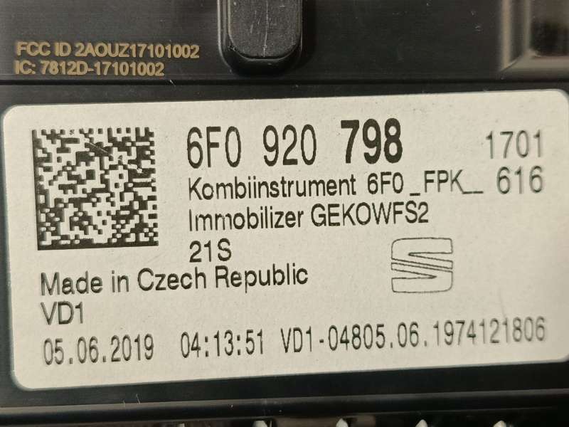 Recambio de cuadro instrumentos para seat arona (kj7, kjp) 1.0 tsi referencia OEM IAM 6F0920798 8